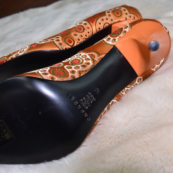 Casadei Orange Pointed Toe Pumps Heels Size 10 /9.5 Made in Italy New - Picture 7 of 15